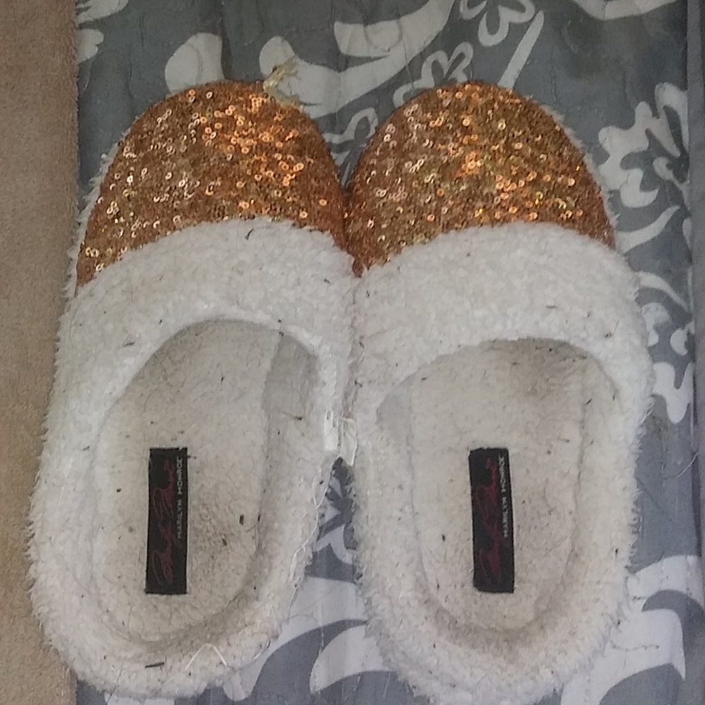 Sequined Marilyn Monroe fuzzy house slippers